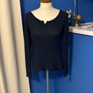 Hollister Dark Blue Long Sleeve Henley Top